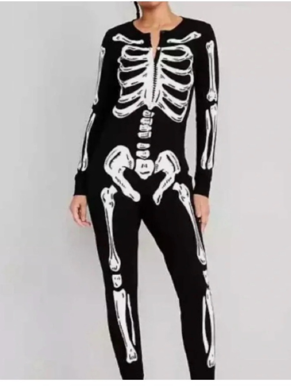 Old Navy Black Jumpsuit with Glow in the dark Green Skeleton Print NWT - Picture 3 of 11